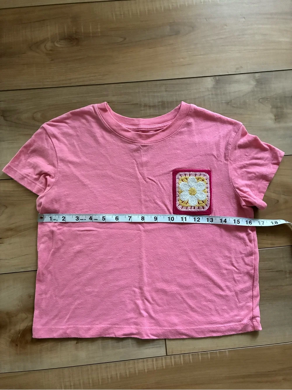 Cat & Jack Pink Short-Sleeve Tee with Crochet Daisy Patch